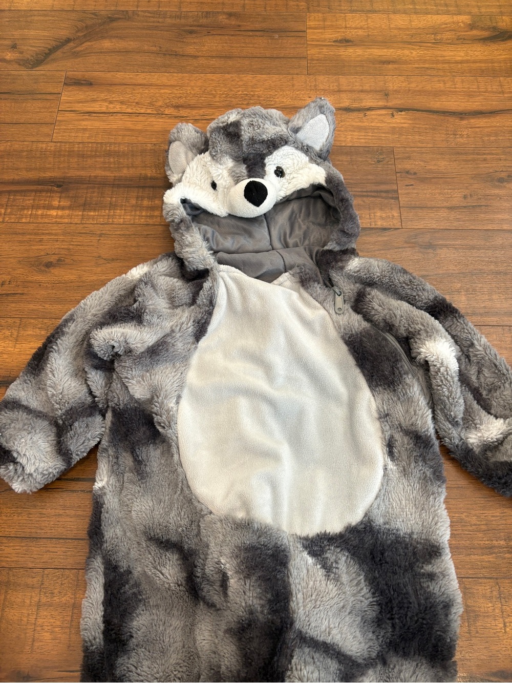 Furry Plush Halloween Wolf Costume Gray Toddler Size 3/4T